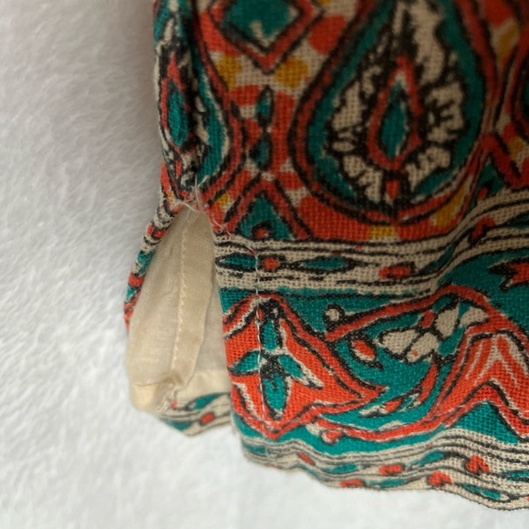 Lucky Brand Embroidered Boho Shift Dress Medium Tan Orange Green - Picture 15 of 15